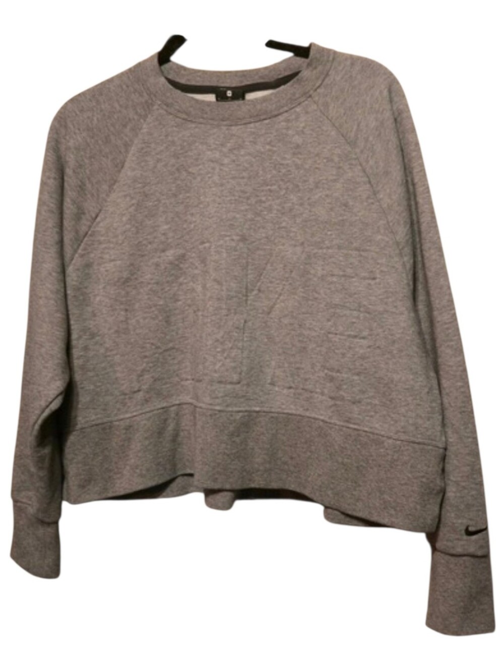 Nike Womens Light Gray Dri-FIT Crew Sweatshirt Subtle Swoosh AH8436-091 Medium